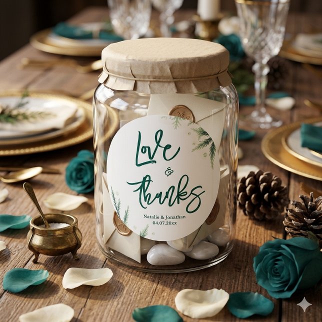 Elegant Green Wedding  Classic Round Sticker (Creator Uploaded)