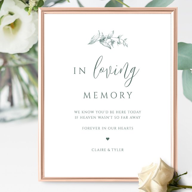 Elegant Green Wedding In Loving Memory Sign (Creator Uploaded)
