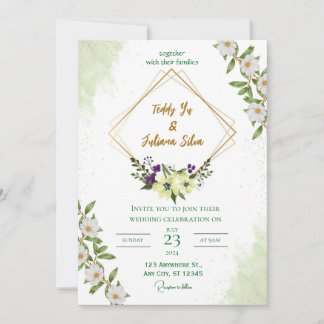 "Elegant Green Wedding Invitation: Nature-Inspired Invitation