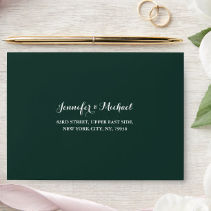 Elegant Green Wedding Party RSVP Return Address Envelope