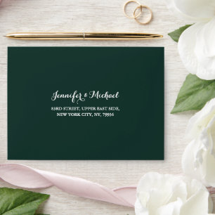 Elegant Green Wedding Party RSVP Return Address Envelope