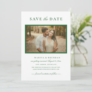 Elegant Green Wedding Photo Save The Date
