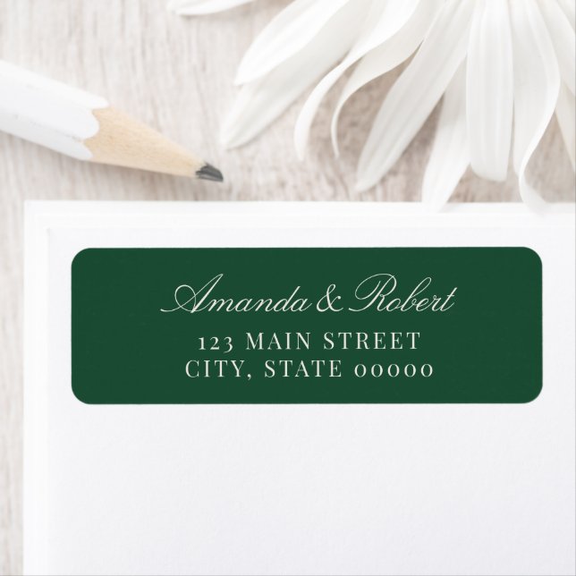 Elegant Green Wedding Return Address Label (Insitu)