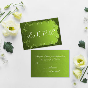 Elegant Green Wedding RSVP Card