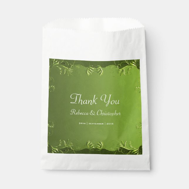 Elegant Green Wedding Thank You Favour Bag (Front)