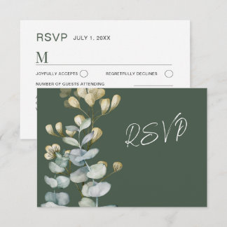 Elegant Green & White Botanical RSVP Wedding Enclosure Card