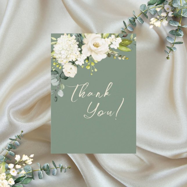 Elegant Green White Floral Thank You (Creator Uploaded)