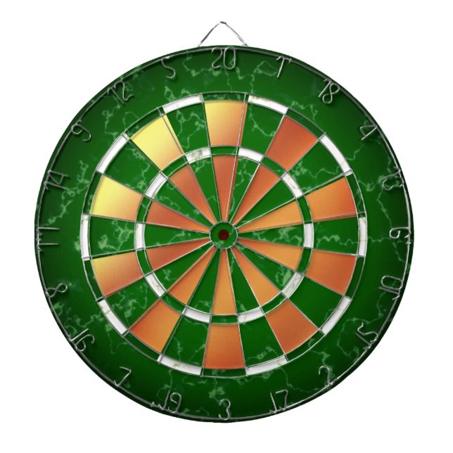 Elegant Green & White Marble on Copper Foil Dartboard (Front)
