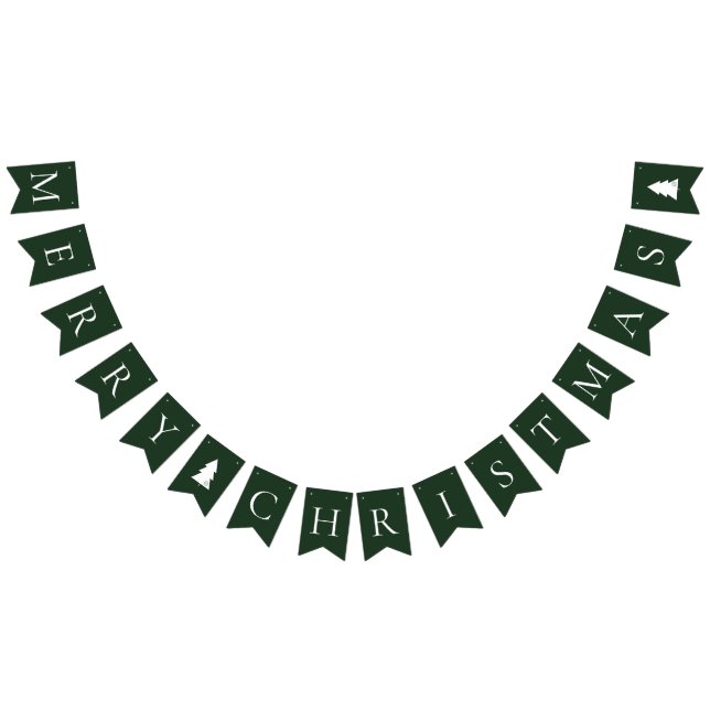 Elegant Green White Merry Christmas Bunting (All)