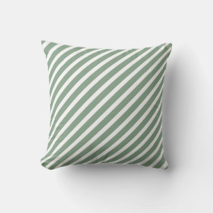 Elegant Green White Striped Cushion