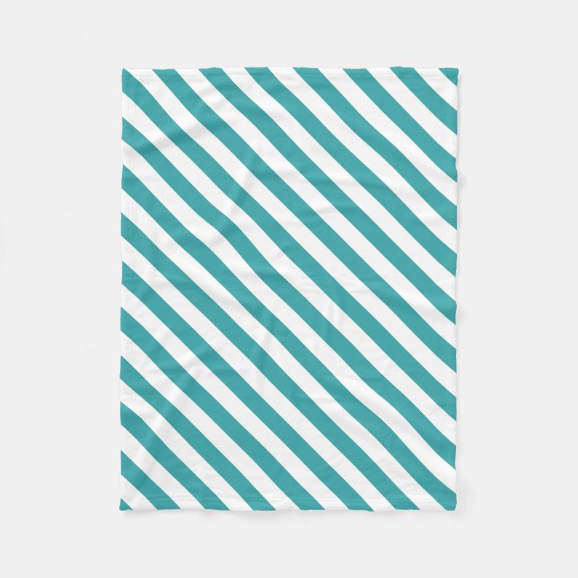Elegant Green White Striped Trend Colours Template Fleece Blanket (Front)