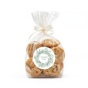 Elegant Green Winter Botanical Wreath Wedding Classic Round Sticker