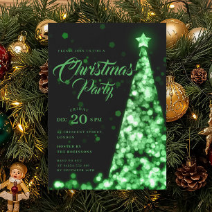 Elegant Green Winter Christmas Tree Holiday Invitation