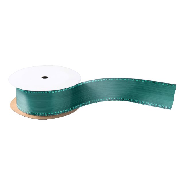 Elegant Green with Decorative Edging Satin Ribbon (Spool)