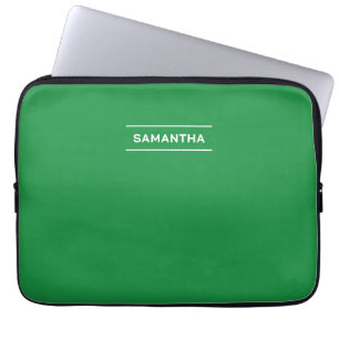 Elegant Green with Name Laptop Sleeve