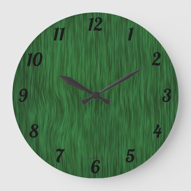 Elegant Green Woodgrain Look Clock (Front)