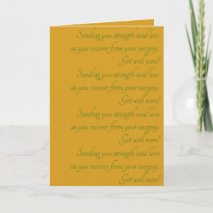 Elegant Green Yellow Get Well Wishes Surgery Card