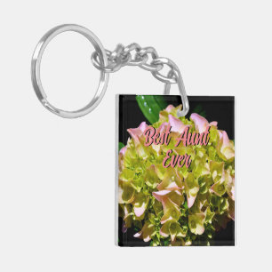 Elegant green yellow pink Hydrangea flowers Key Ring