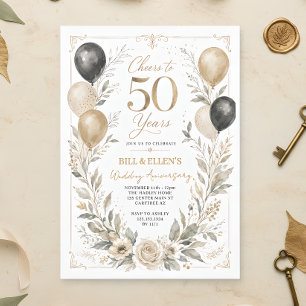 Elegant Greenery 50th Wedding Anniversary Invitation