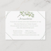 Elegant Greenery Accommodations Card