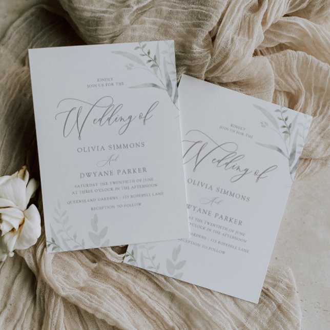 Elegant Greenery All Seasons Wedding  Invitation (Creator Uploaded)