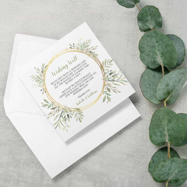 Elegant Greenery And Gold Frame Wedding RSVP Enclosure Card (Creator Uploaded)