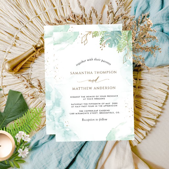 Elegant Greenery and Watercolor Wedding Invitation (Creator Uploaded)