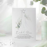 Elegant Greenery and Wedding Dress Bridal Shower Invitation<br><div class="desc">Romantic greenery and silver wedding gown bridal shower invitations</div>