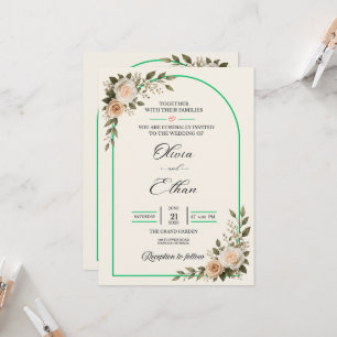 Elegant Greenery Arch Floral Wedding Invitation