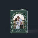 Elegant Greenery Arch Modern 2 Photo Christmas Holiday Card<br><div class="desc">An elegant 2 photo Christmas holiday card with hand painted watercolor garland and modern script typography. The inside has a second image and a place for a longer personal note. Click the edit button to customise this design with your details.</div>