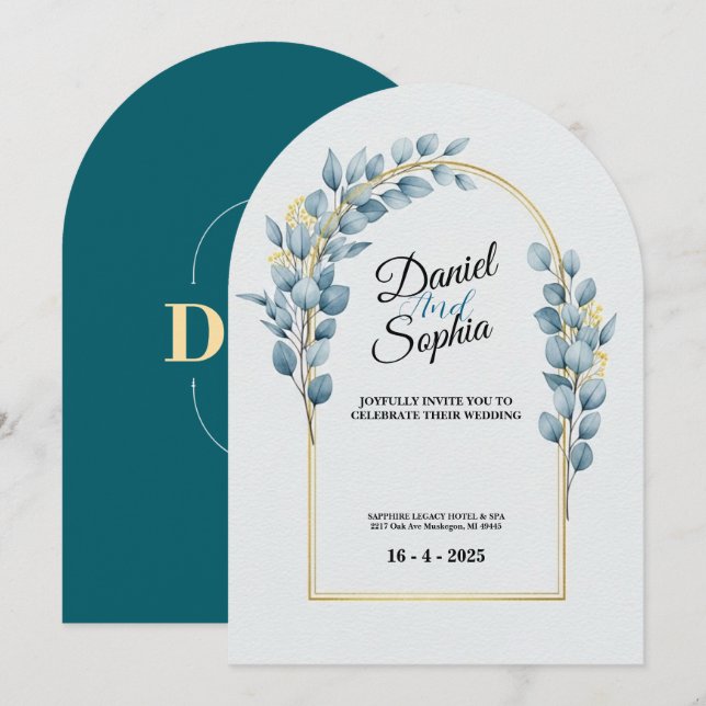 Elegant Greenery Arch Wedding Invitation  (Front/Back)