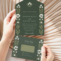 Elegant Greenery Art Nouveau Tear-Away RSVP