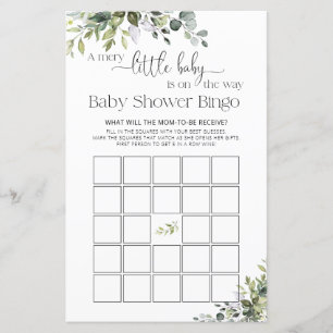 Elegant Greenery Baby Shower Game Bingo
