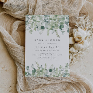 Elegant Greenery Baby Shower Invitation