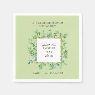 Elegant Greenery Birthday Party Personalised Napkin