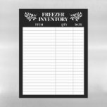 Elegant Greenery Black Freezer Inventory Magnetic Dry Erase Sheet<br><div class="desc">Elegant black freezer inventory magnetic sheet for your fridge in dark blue and white with greenery and a clean minimalist design.</div>
