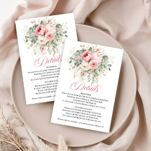 Elegant Greenery Blush Wedding Details Card
