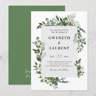 Elegant Greenery Border  Wedding  Invitation