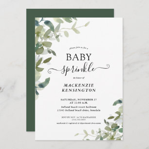 Elegant Greenery Botanical Baby Sprinkle Invitation