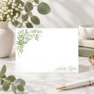 Elegant Greenery Botanical Personalised Stationery Card