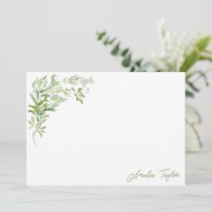 Elegant Greenery Botanical Personalized Stationery Card