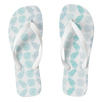 Elegant Greenery Botanical Tropical Leaves Pattern Thongs