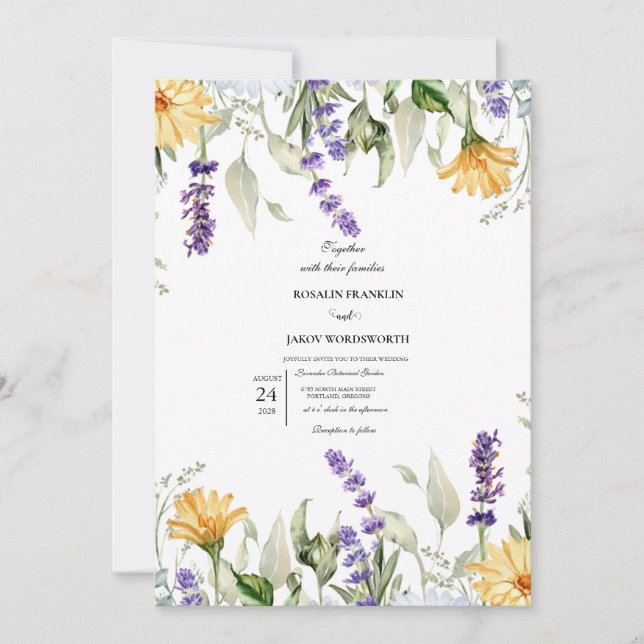 Elegant Greenery Botanical wedding Invitation card (Front)