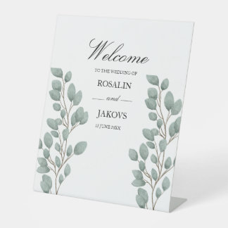 Elegant Greenery Botanical Wedding Sign