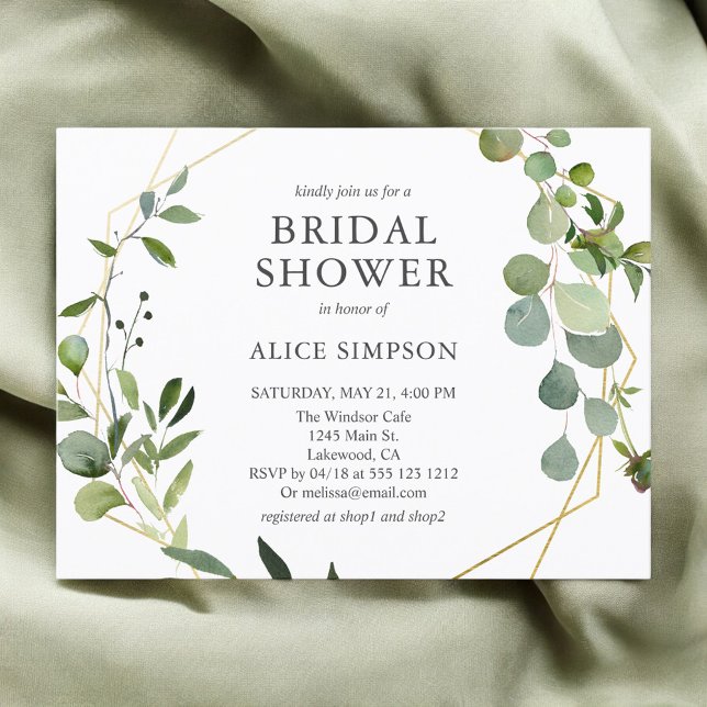 Elegant Greenery Bridal Shower Invitation Postcard (Creator Uploaded)