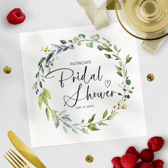 Elegant Greenery Bridal Shower Napkin (Creator Uploaded)