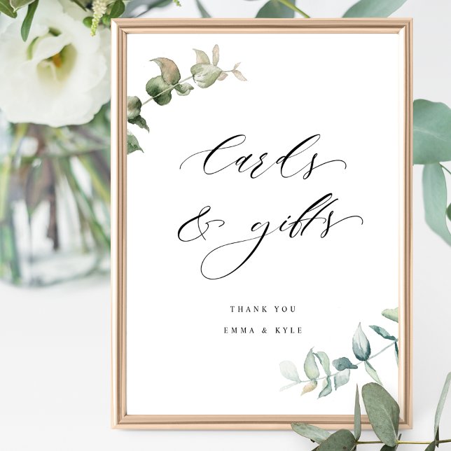 Elegant Greenery Cards and Gifts Wedding Sign (Creator Uploaded)