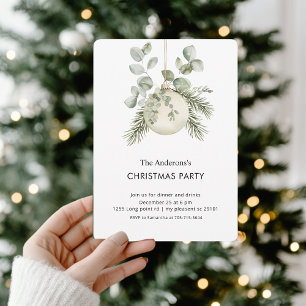 Elegant Greenery Christmas Party Invitation