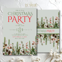 Elegant Greenery Christmas Party Invitation