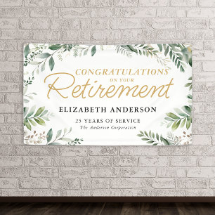 Elegant Greenery Congratulations Retirement Banner